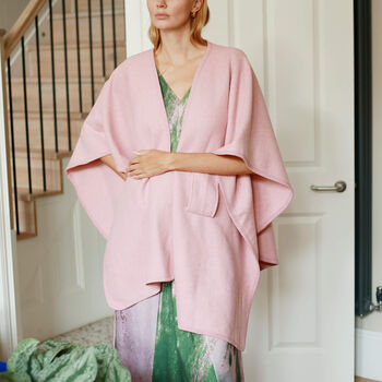 Plain Colour Poncho Wrap Shawl With Knot Detail, 4 of 10