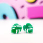 Monstera Leaf Plant Stud Earrings, thumbnail 1 of 2