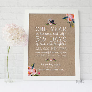 Personalised First Wedding Anniversary Gift Print, 3 of 4