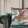 Sakura Sunshade Japanese Parasoles With Crane Birds Luxury Velvet Square Cushion, thumbnail 4 of 6