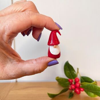 Christmas Tiny Hand Blown Christmas Gonk Pair, 3 of 3