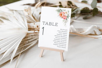 Wedding Seating Plan Cards Peach Pink Floral, 3 of 7
