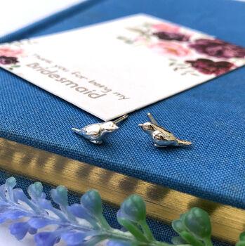 Sterling Silver Robin Thank You Bridesmaid Earrings, 7 of 12