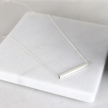 Sterling Silver Slim Bar Necklace, 3 of 4