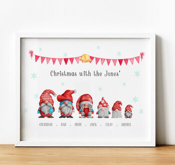 Personalised Christmas Gnome Family Portrait | Gift For Mum, 2 of 5