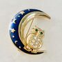 Genuine Vintage 1950s Gold Plated Enamel Owl Brooch, thumbnail 2 of 9