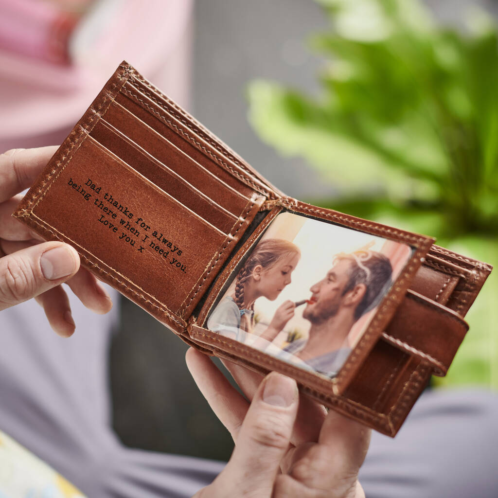 personalised gift ideas for dads - trifold leather wallet