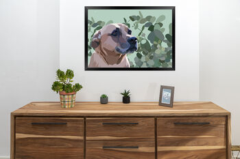 Pet Portrait In Nature Leaves Custom Dad Gift, 7 of 8
