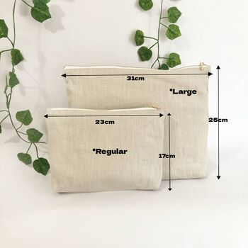 Personalised Makeup Pouch, Natural Linen Pouch Bag, 4 of 4