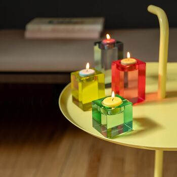 Brightly Coloured Glass Candle Tealight Holders Set4, 5 of 6