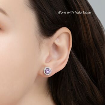 Lavender Amethyst Stud Earrings With Removable Halo, 2 of 9