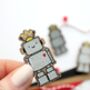 Cute Robot Wooden Pin Badge, thumbnail 6 of 7