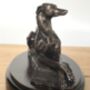 Bronze Laying Greyhound Figurine On Wooden Base, thumbnail 5 of 5
