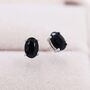 Genuine Black Onyx Oval Stud Earrings Sterling Silver, thumbnail 4 of 10