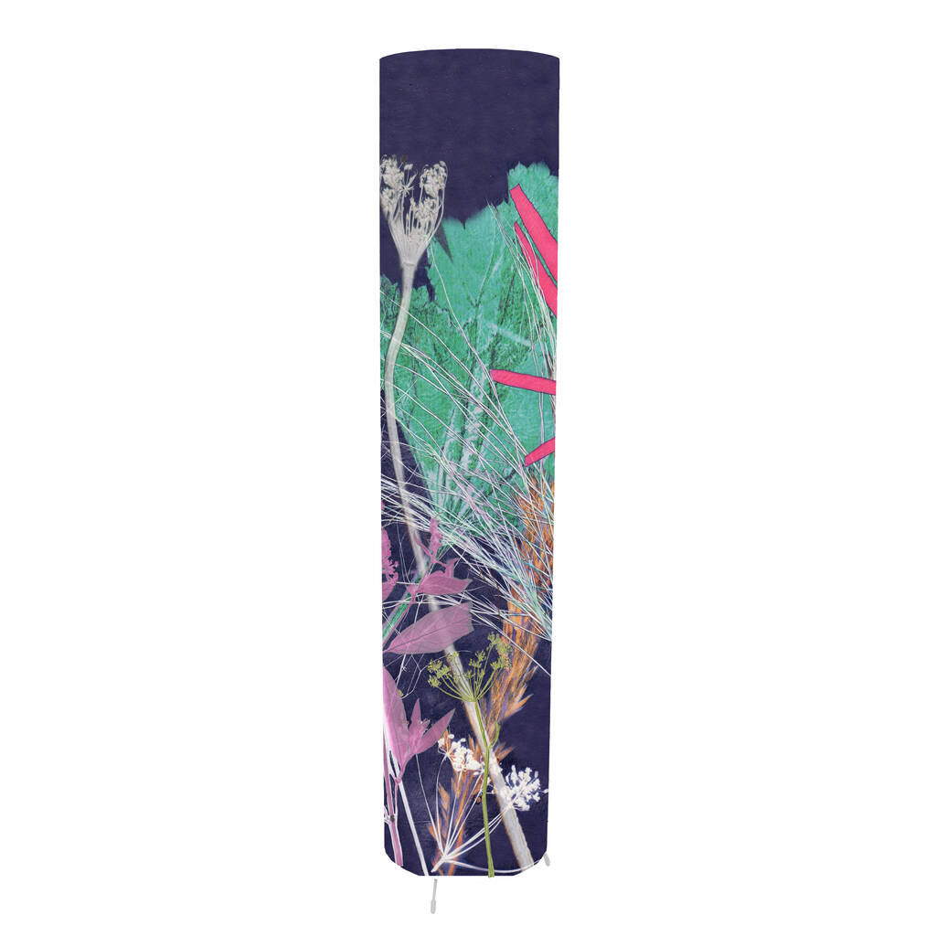 Vibrant Pink And Purple Neon Floral Print Floor Lamp