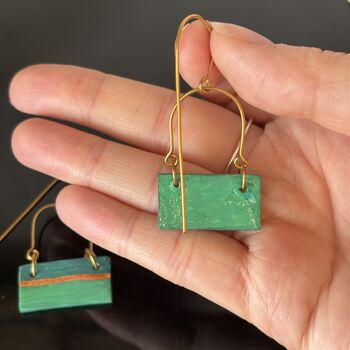 Handmade Gold And Green Block Earrings, 4 of 8