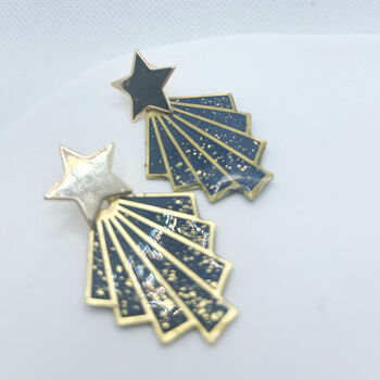 Art Deco Starburst Festive Navy Statement Earrings, 6 of 9