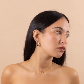 Anti Tarnish Chunky Crystal Hoop Earrings In Gold Colour, 4 of 6