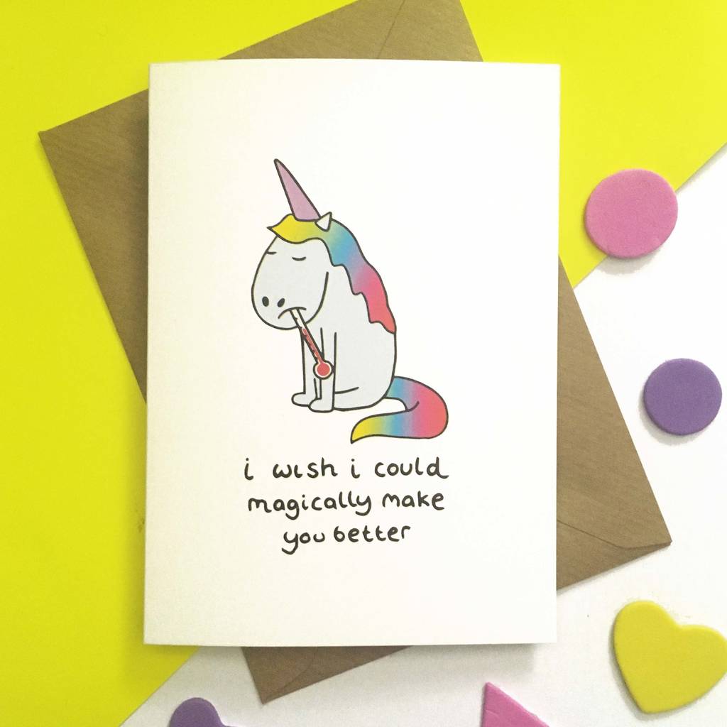 Unicorn Get Well Soon Card By Ladykerry Illustrated Gifts 