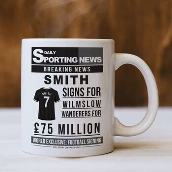 Personalised Newspaper Football Mug, 6 of 10