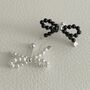 Cream Or Black Pearl Bow Earrings, thumbnail 1 of 5