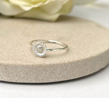 Sterling Silver Mini Sunflower Ring, 2 of 12
