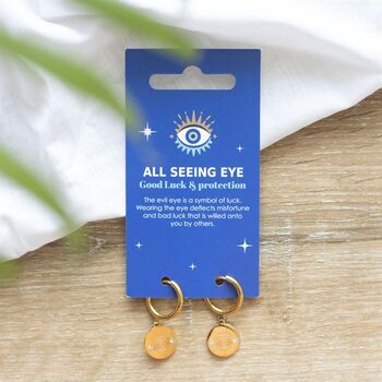 Gold Toned All Seeing Eye Earrings, 2 of 4