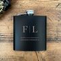 Personalised Matte Black 6oz Initials Hip Flask Wedding, Groomsmen And Birthday Gift, thumbnail 3 of 12