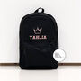 Black Personalised Name/Initials Unisex Mini Backpack, thumbnail 2 of 3