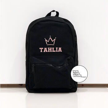 Black Personalised Name/Initials Unisex Mini Backpack, 2 of 3