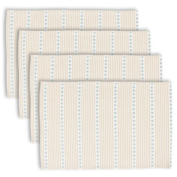 Set Of Four Millstone Heart Blue Cotton Placemats, 2 of 9