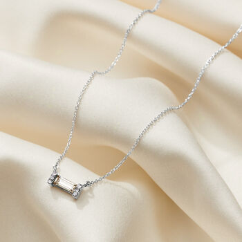 Birthstone Baguette Necklace In Sterling Silver, 9 of 12