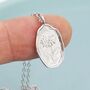 Chrysanthemum Flower Oval Necklace In Sterling Silver, thumbnail 5 of 10