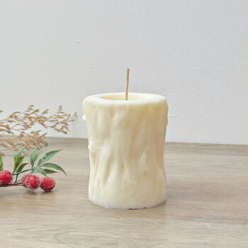 White Christmas Stag Pillar Candle Christmas Reindeer, 10 of 10