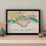 Framed And Personalised Isle Of Wight Map Print, thumbnail 1 of 4