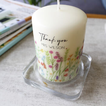 Personalised Thank You Teacher Wildflower Candle, 3 of 6