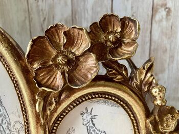 Double Aperture Gold Floral Oval Photo Frame, 3 of 7
