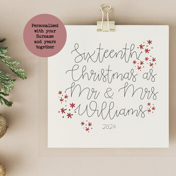 Personalised Years Married Script Christmas Card, 2 of 4