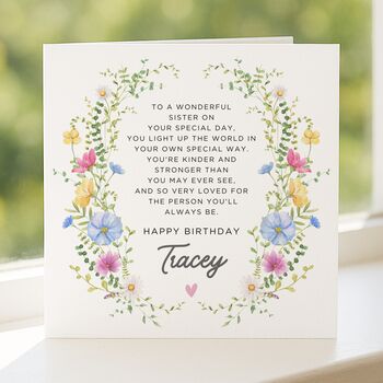 Birthday Poem Card Personalised For Sister, 5 of 8