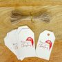 10 X Christmas Gift Tags Merry Christmas With Santa Hat, thumbnail 3 of 3