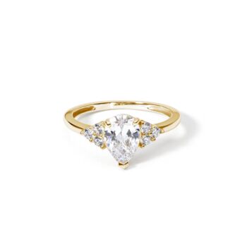 9ct Solid Gold Pear Cubic Zirconia Ring, 2 of 4