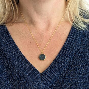 'The Circle' Sapphire September Birthstone Necklace, Gold Plated, 4 of 7