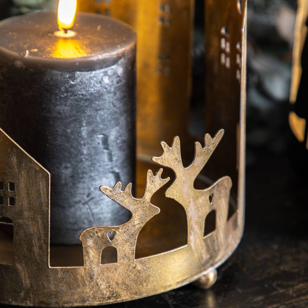 Gold Metal ‘Town’ Candle Tray Two Sizes By Primrose & Plum