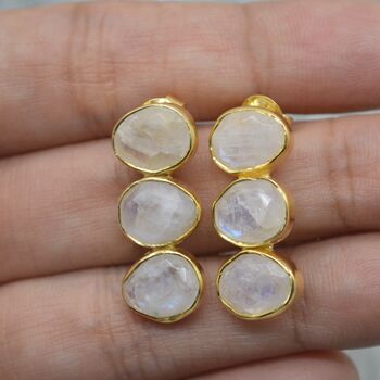 Rainbow Moonstone Earrings: June Birthstone Drop, 6 of 8