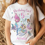 Girls Personalised Colorful Mermaid Birthday T Shirt, thumbnail 1 of 4