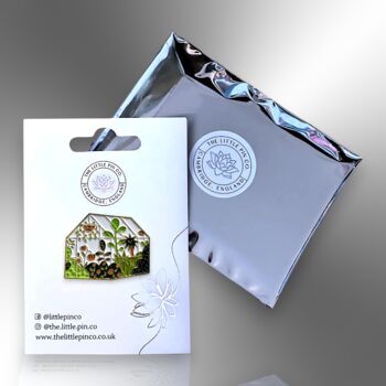 Greenhouse With Plants Enamel Pin Badge, Gifts For Gardeners And Plant Lovers, 5 of 8