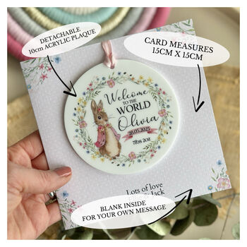 New Baby Rabbit Floral Card Pink, 3 of 3