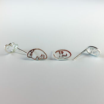 Sterling Silver Abstract Face Stud Earrings, Two Designs, 2 of 4