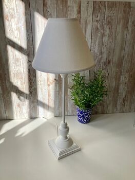 54cm Slim White Wooden Table Bedside Lamp With Shade 54cm Home Decor, 6 of 11