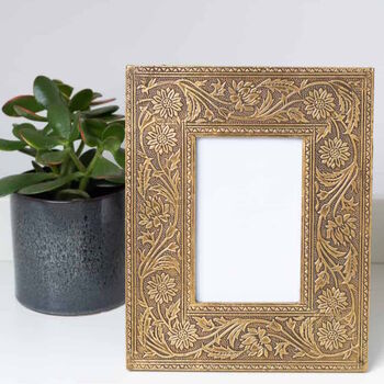 Antique Style Ornamental Brass Photo Frame, 3 of 4